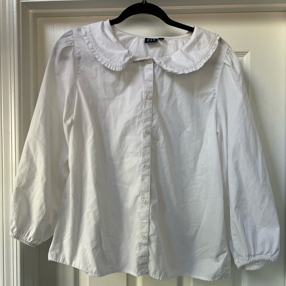 Gap White Button-Up Blouse with Peter Pan Collar